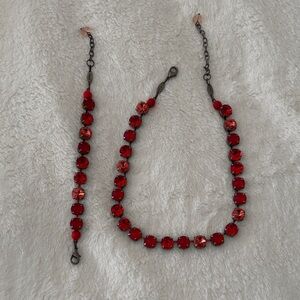 Sabika Radiant Red Necklace and Bracelet Set